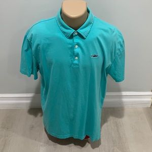 PATAGONIA Men’s Polo Shirt Teal Large (L) Fish Embroidered Logo Short Sleeve